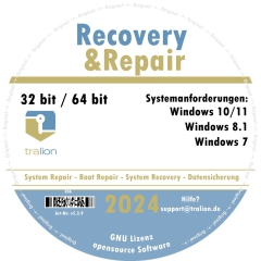 2024 CD di ripristino e riparazione per Windows 7 - Windows 8 - Windows 10/11, versioni 32 e 64 bit, incluso recupero dati